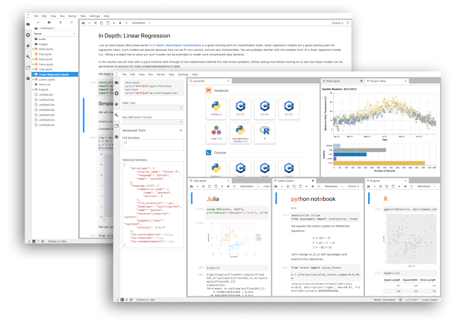 examples of jupyterlab workspaces in single document and multiple document workspaces